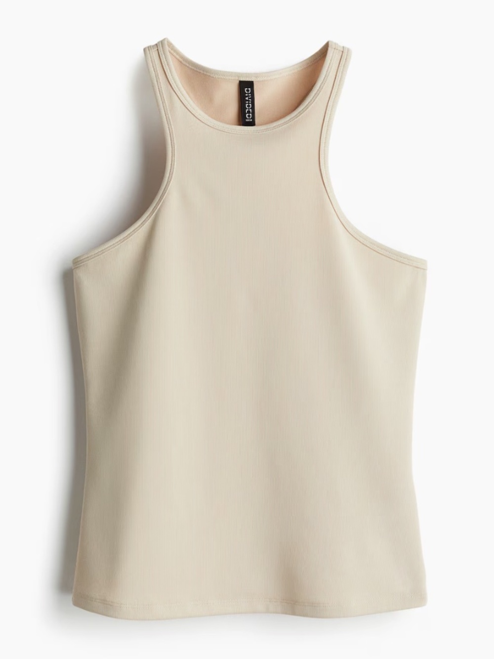 H&M Divided Beige Ribbed High-Neck Racerback Tank Top